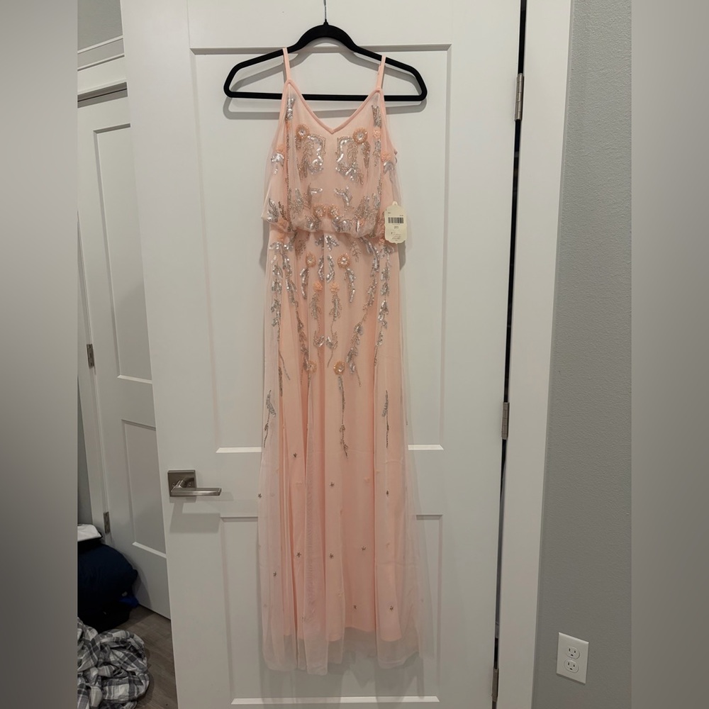 Altar'd State Pink Maxi Dress with Silver Accents